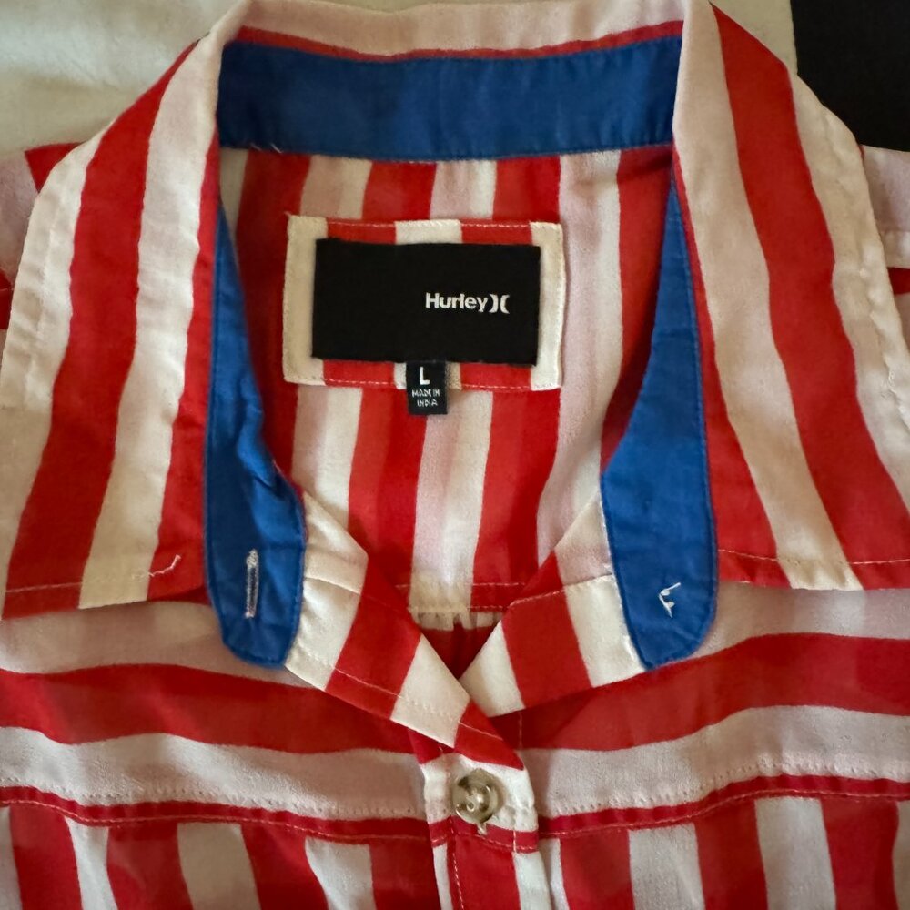 EUC Hurley Stars & Stripes Button-Down Sleeveless Shirt L - Picture 2 of 6